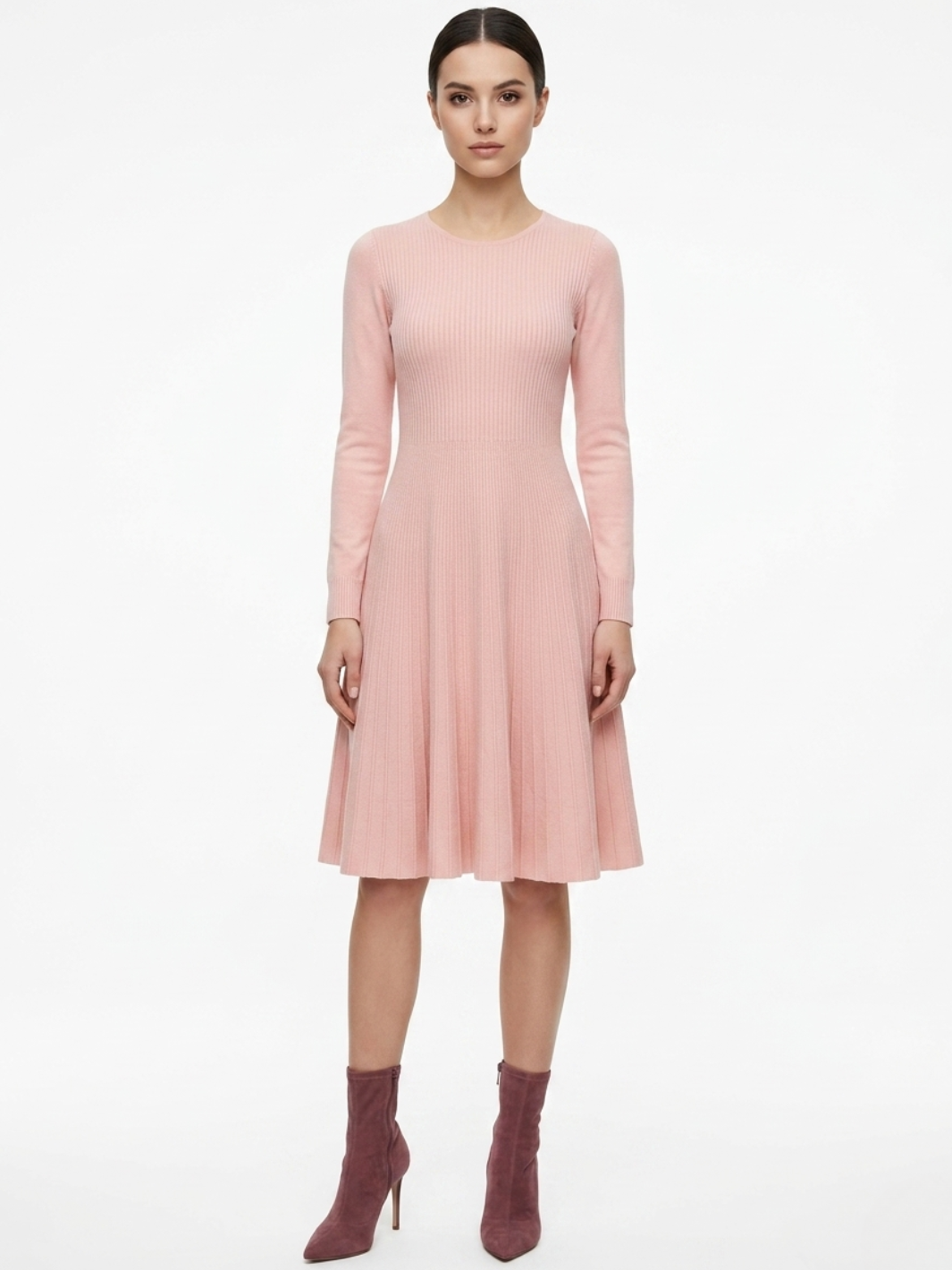 VESTIDO TEJIDO CON FALDA EN CORTE A YESENIA ROSA
