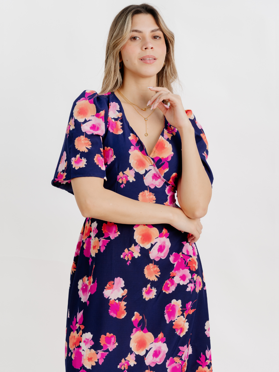 VESTIDO CASUAL LARGO LISA AZUL