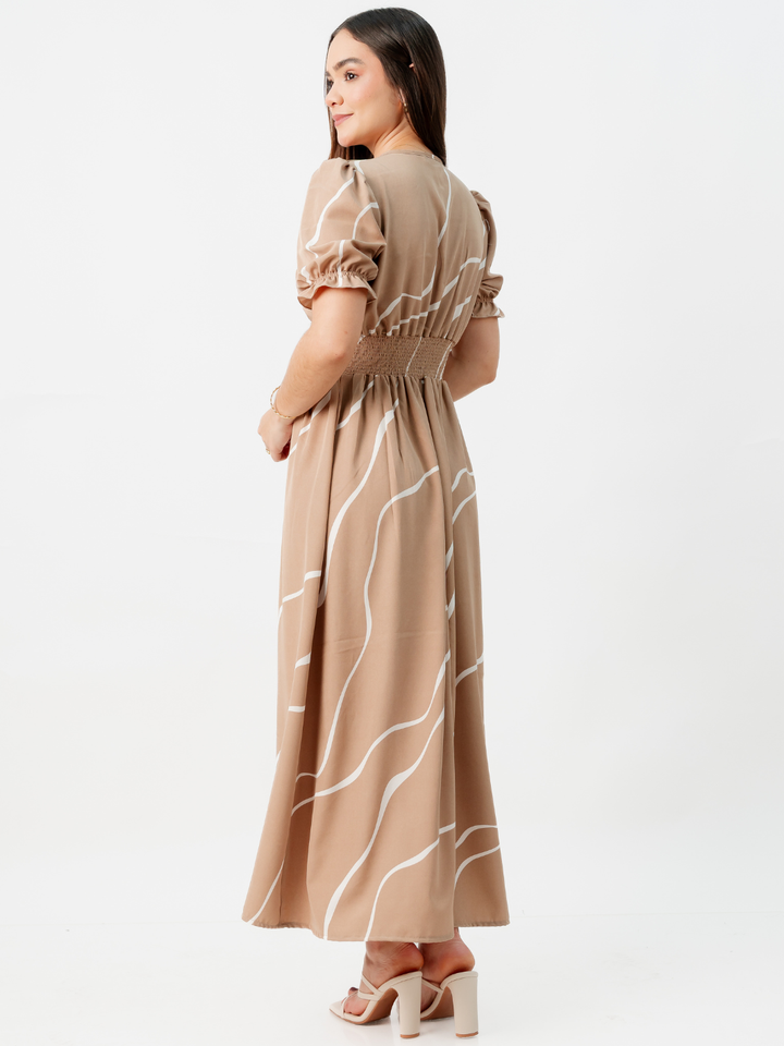 VESTIDO CASUAL LARGO THIANA CAMEL