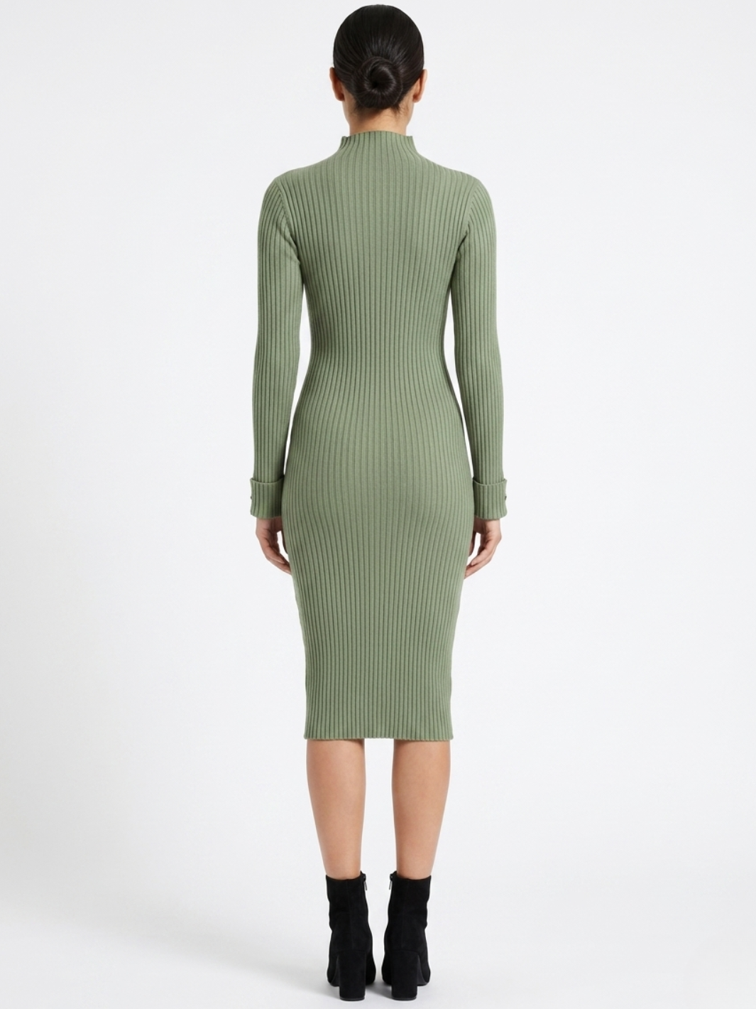 VESTIDO TEJIDO CON CUELLO ALTO MADDI VERDE