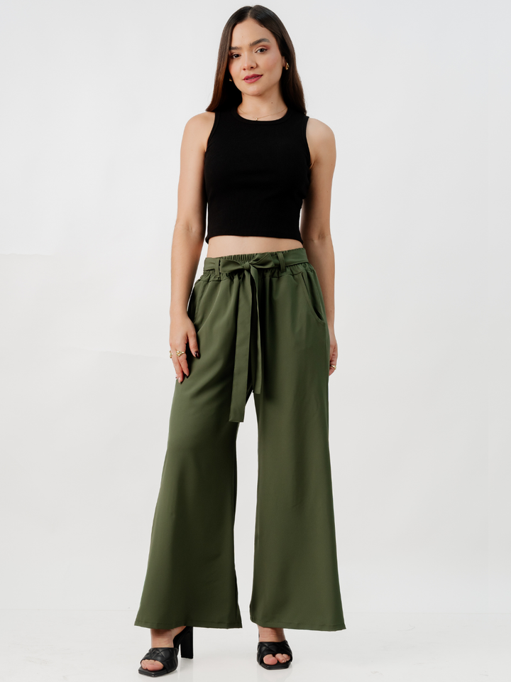 PANTALON CON CINTURON WENDY VERDE