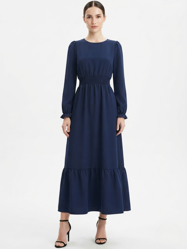 VESTIDO CASUAL MANGA LARGA SUMI AZUL