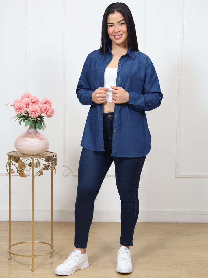 BLUSA CAMISERA DENIM FLORENCIA AZUL
