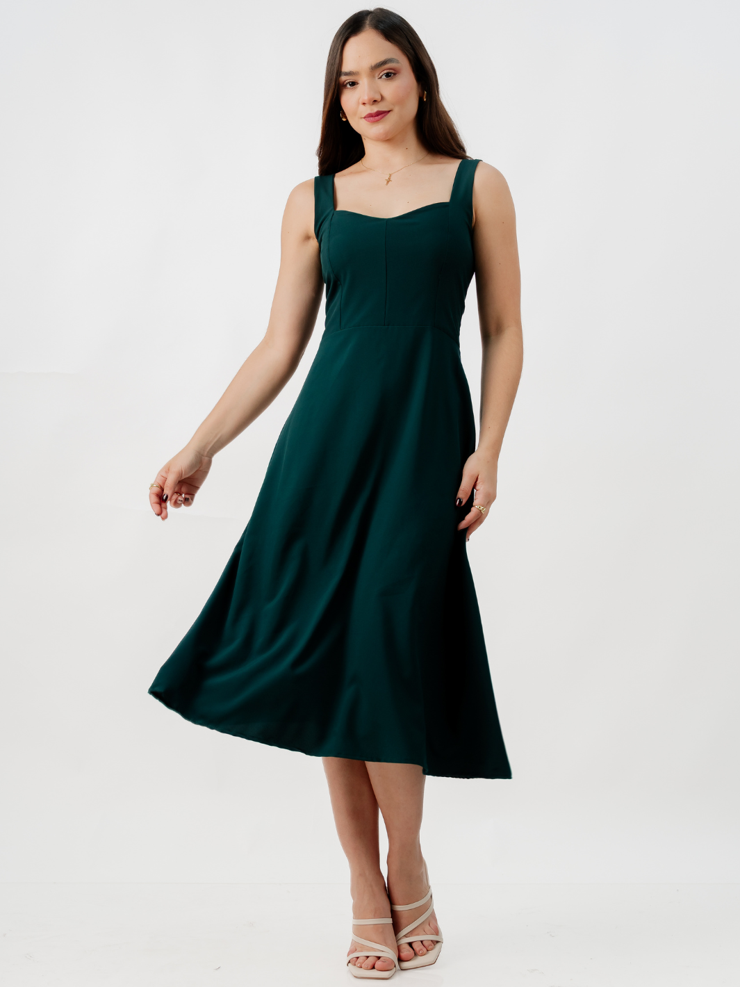 VESTIDO MIDI EN CORTE A SALLY VERDE