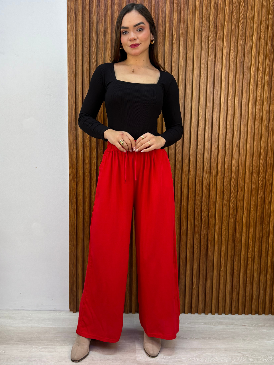 PANTALON PALAZZO ZENDAYA ROJO