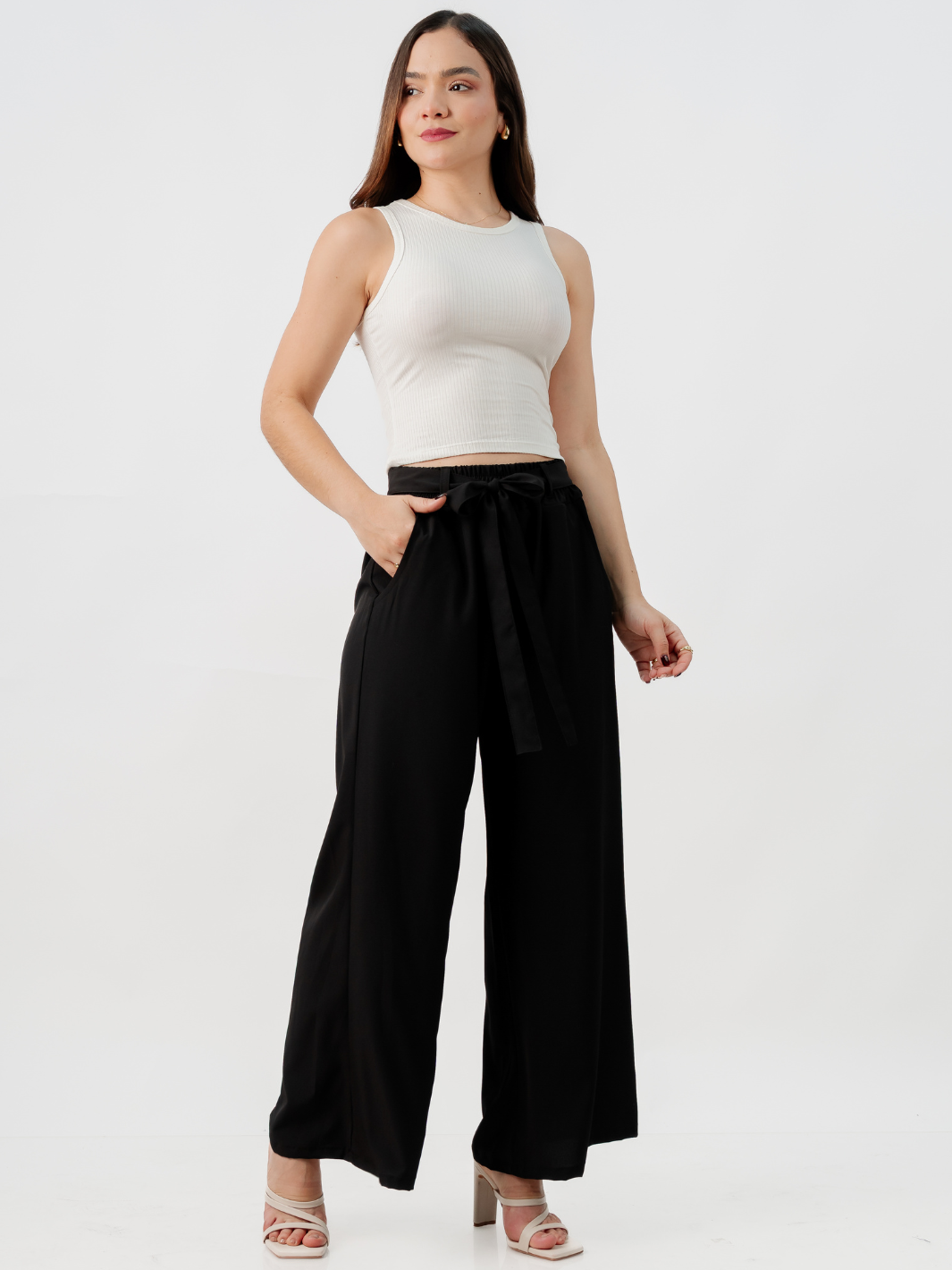 PANTALON CON CINTURON WENDY NEGRO