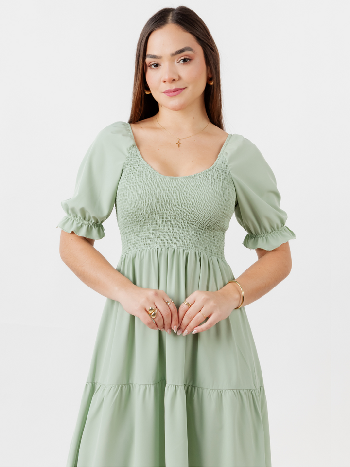VESTIDO LARGO 3 TIEMPOS VERA VERDE