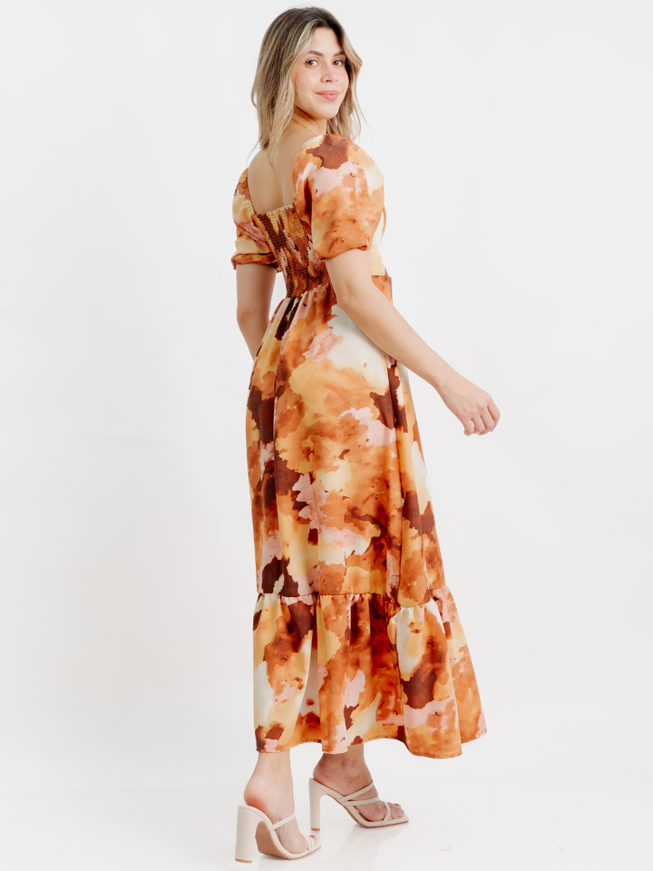 VESTIDO CASUAL LARGO FABIA CAMEL