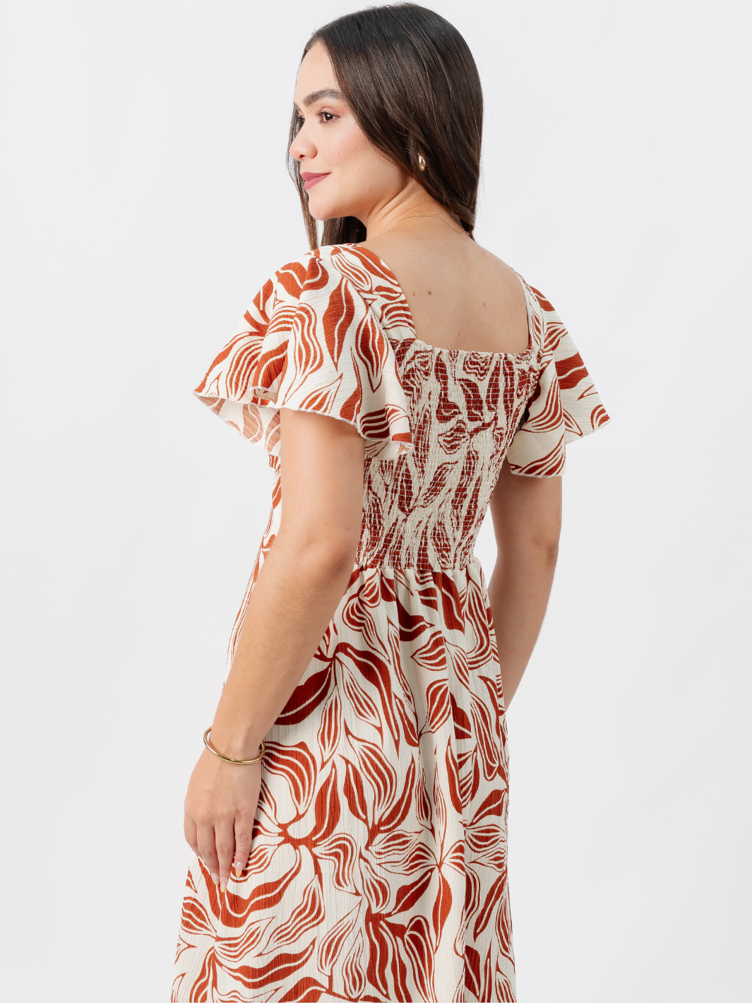 VESTIDO LARGO CORTE A BRENDA RUST FLOREADO