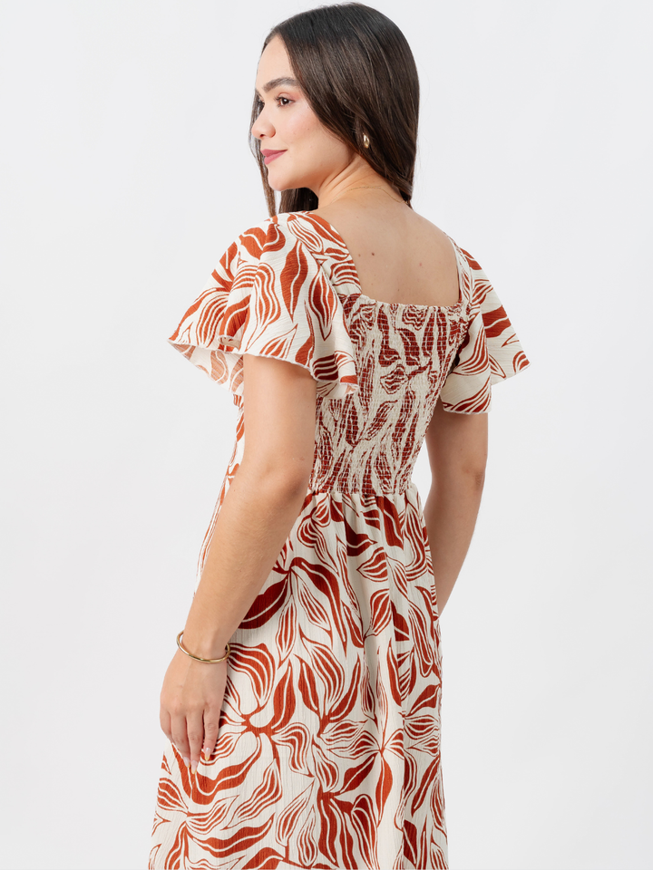 VESTIDO LARGO CORTE A BRENDA RUST FLOREADO