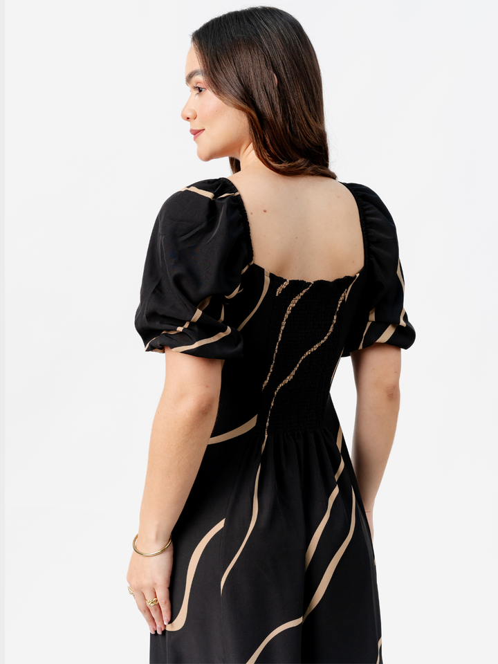 VESTIDO LARGO CON BOTONES MAGDALENA NEGRO