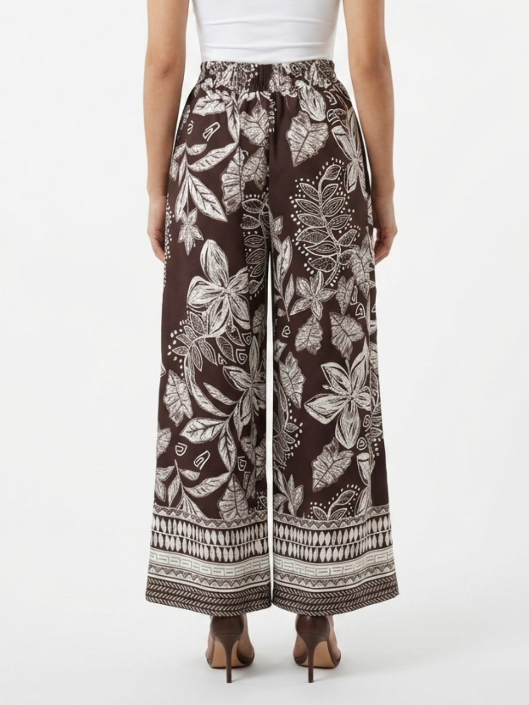 PANTALON PALAZZO NORA CHOCOLATE FLOREADO