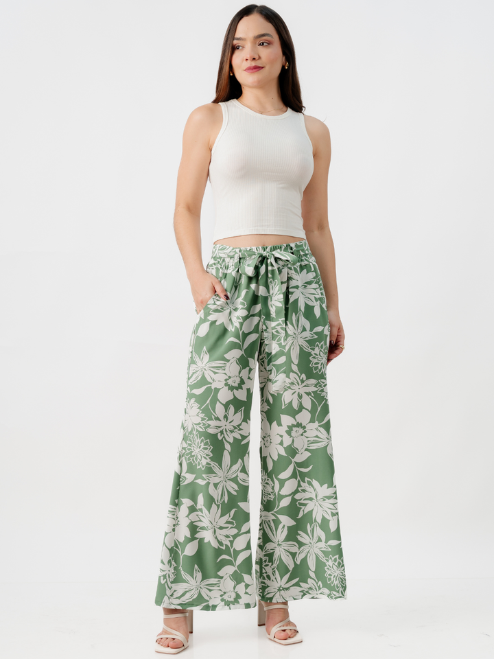 PANTALON CON CINTURON WENDY VERDE/PERLA