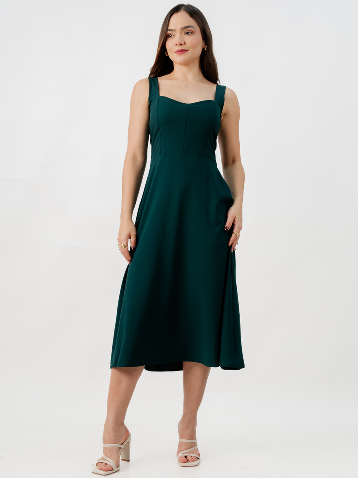 VESTIDO MIDI EN CORTE A SALLY VERDE