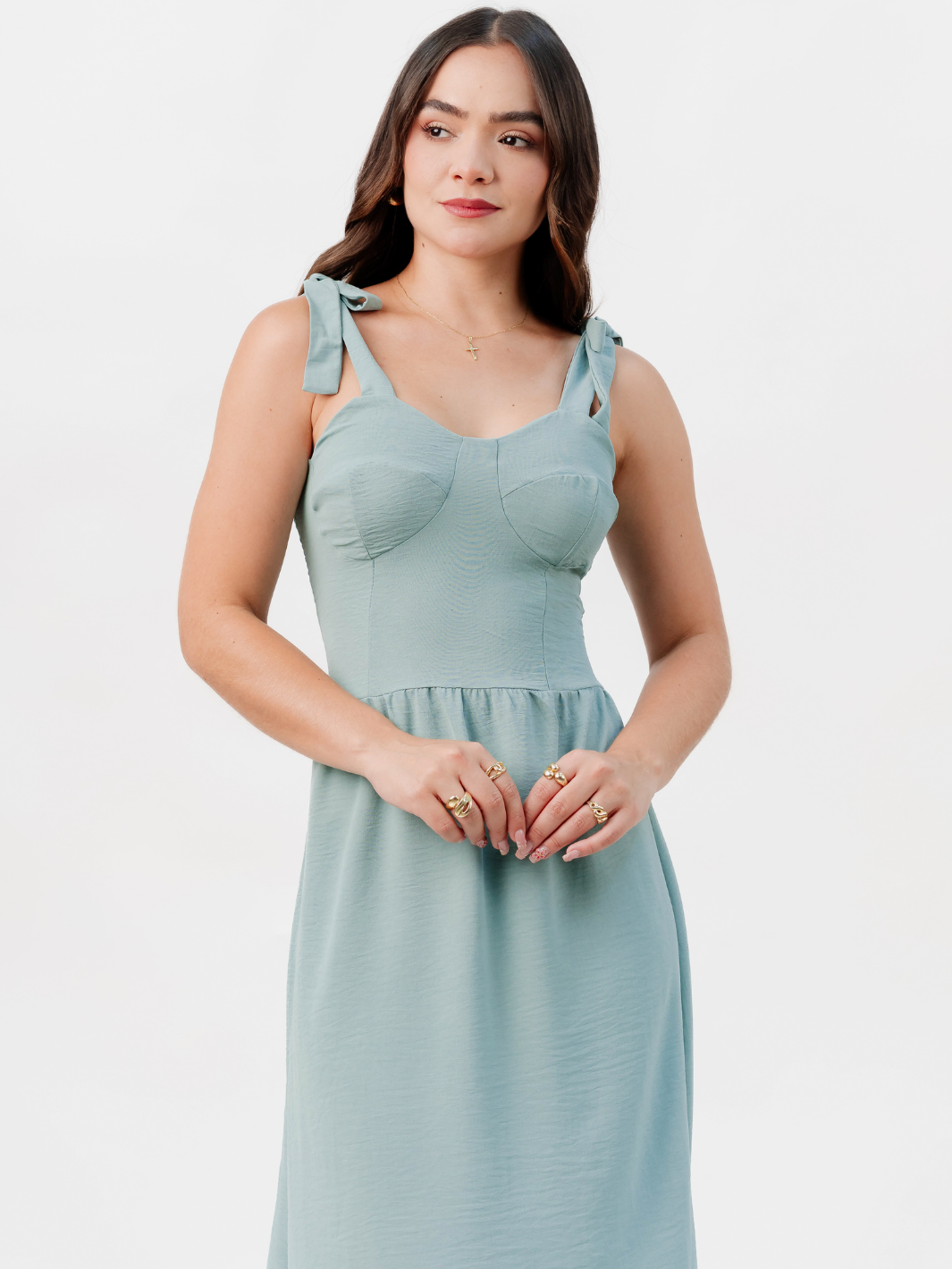 VESTIDO MIDI ESTILO CORSET LEYDI CEMENTO