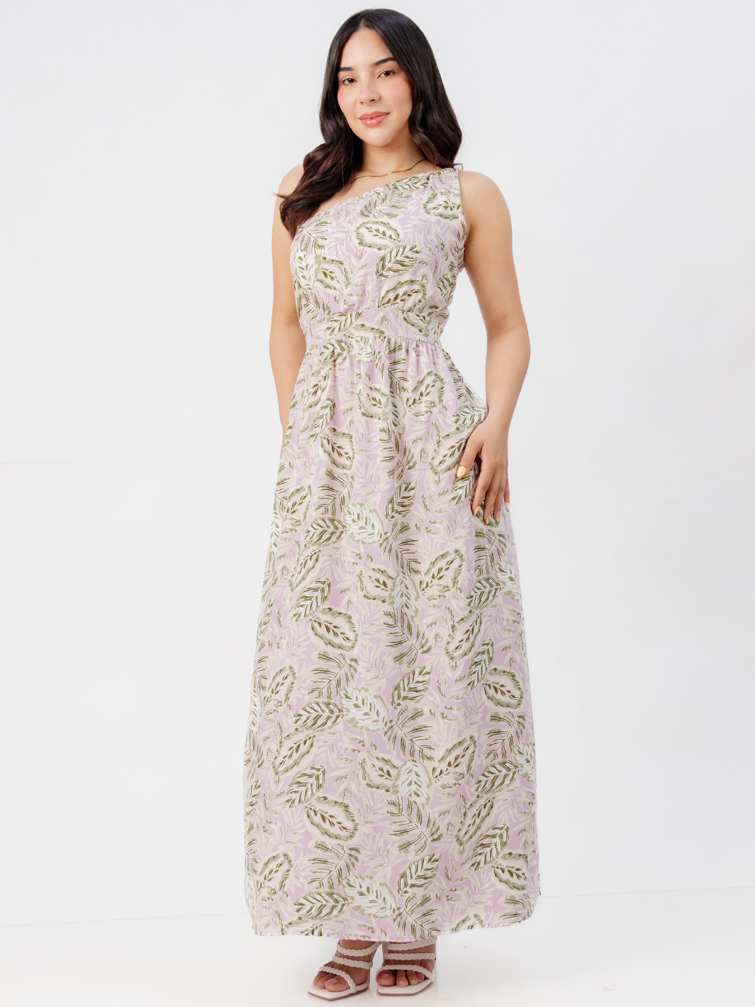 VESTIDO LARGO ASIMETRICO JAZMIN LILA