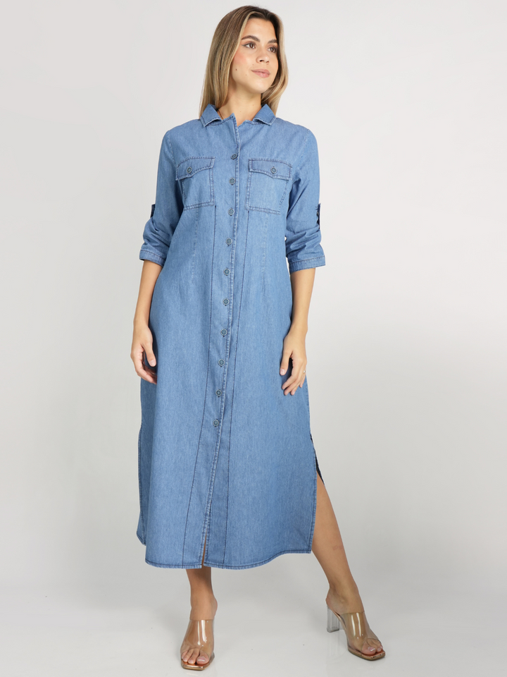VESTIDO CAMISERO DENIM ZAIDA CELESTE
