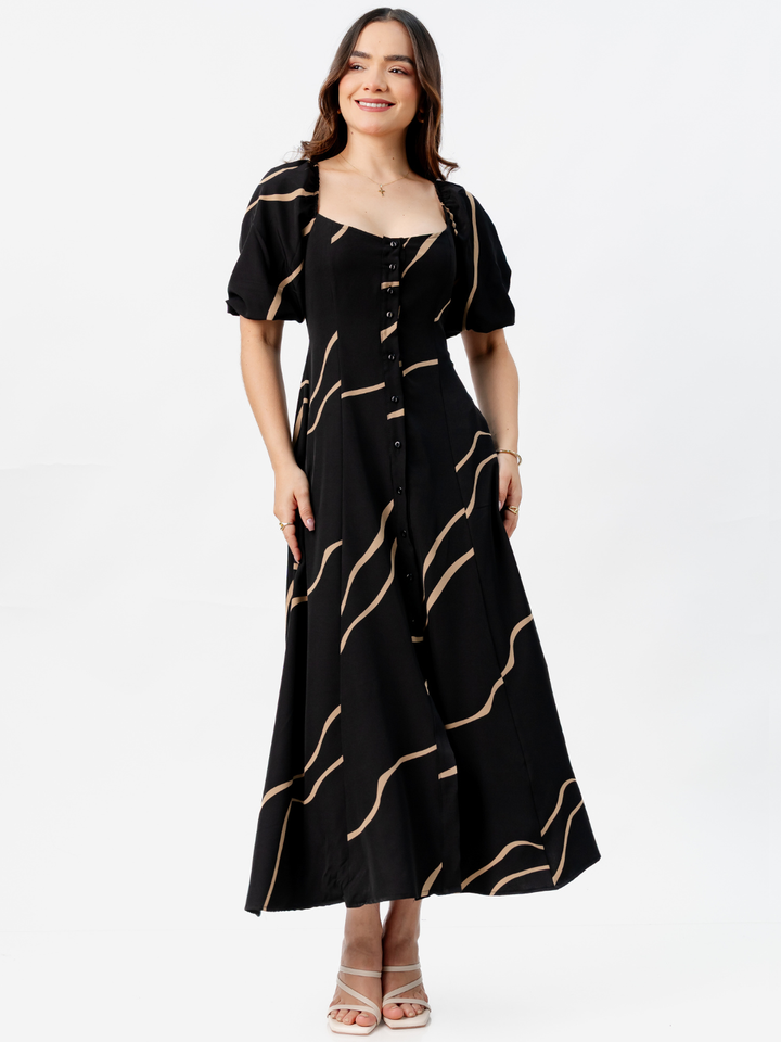 VESTIDO LARGO CON BOTONES MAGDALENA NEGRO