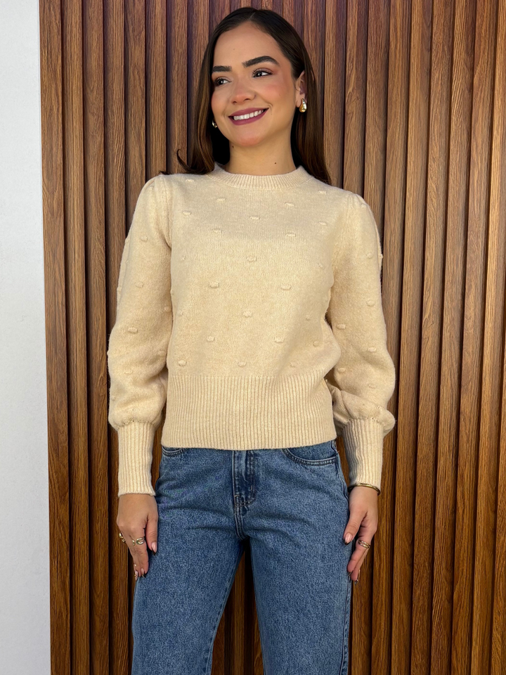 CHOMPA TEJIDA FRIDA CREMA