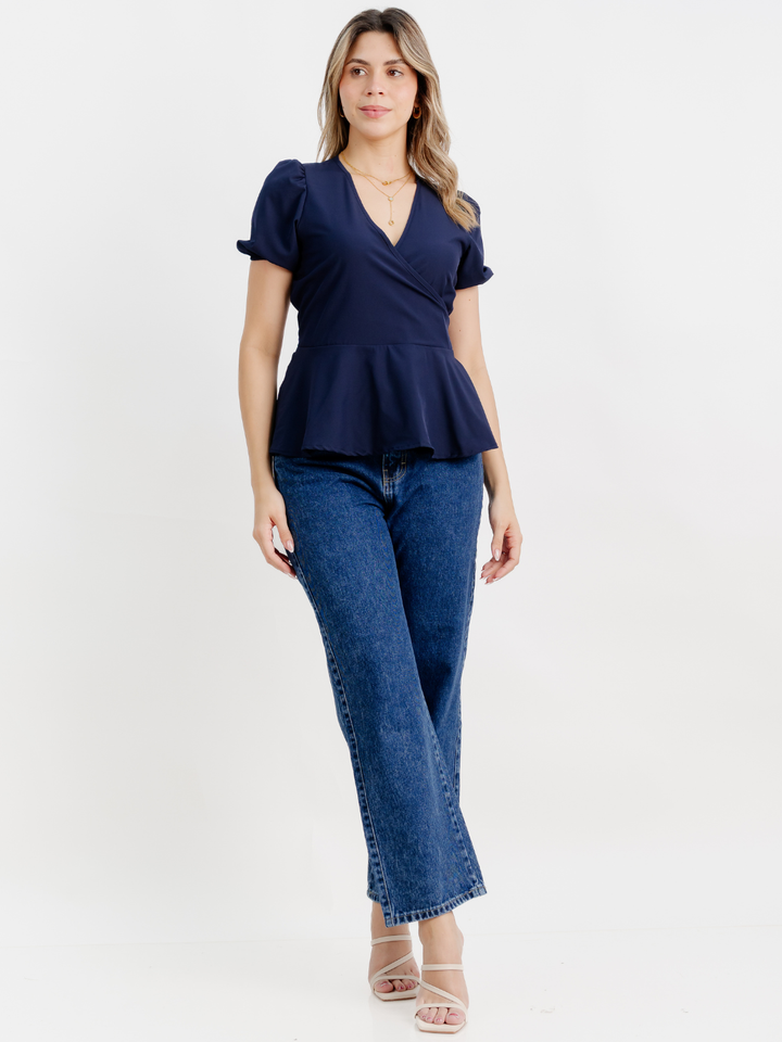 BLUSA MANGA CORTA BORA AZUL