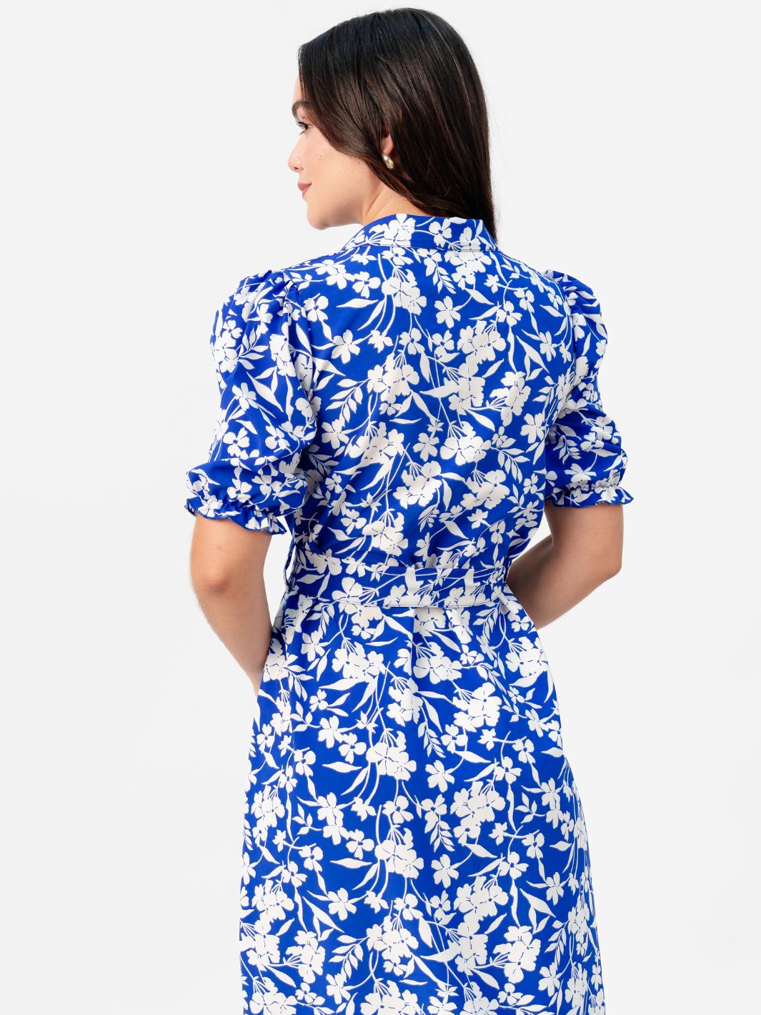 VESTIDO CAMISERO CON CINTURON ASIA AZULINO FLOREADO