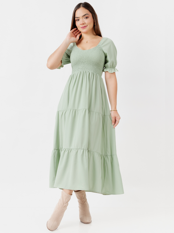 VESTIDO LARGO 3 TIEMPOS VERA VERDE