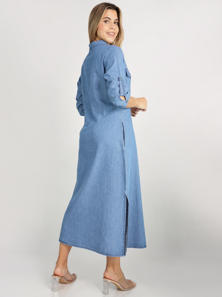 VESTIDO CAMISERO DENIM ZAIDA CELESTE