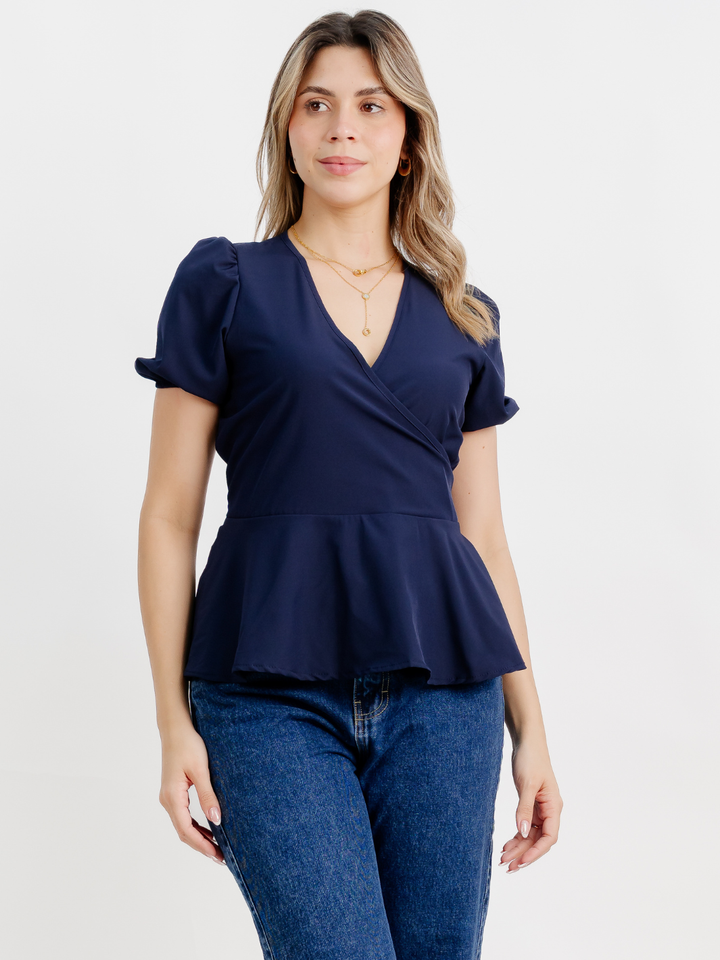 BLUSA MANGA CORTA BORA AZUL
