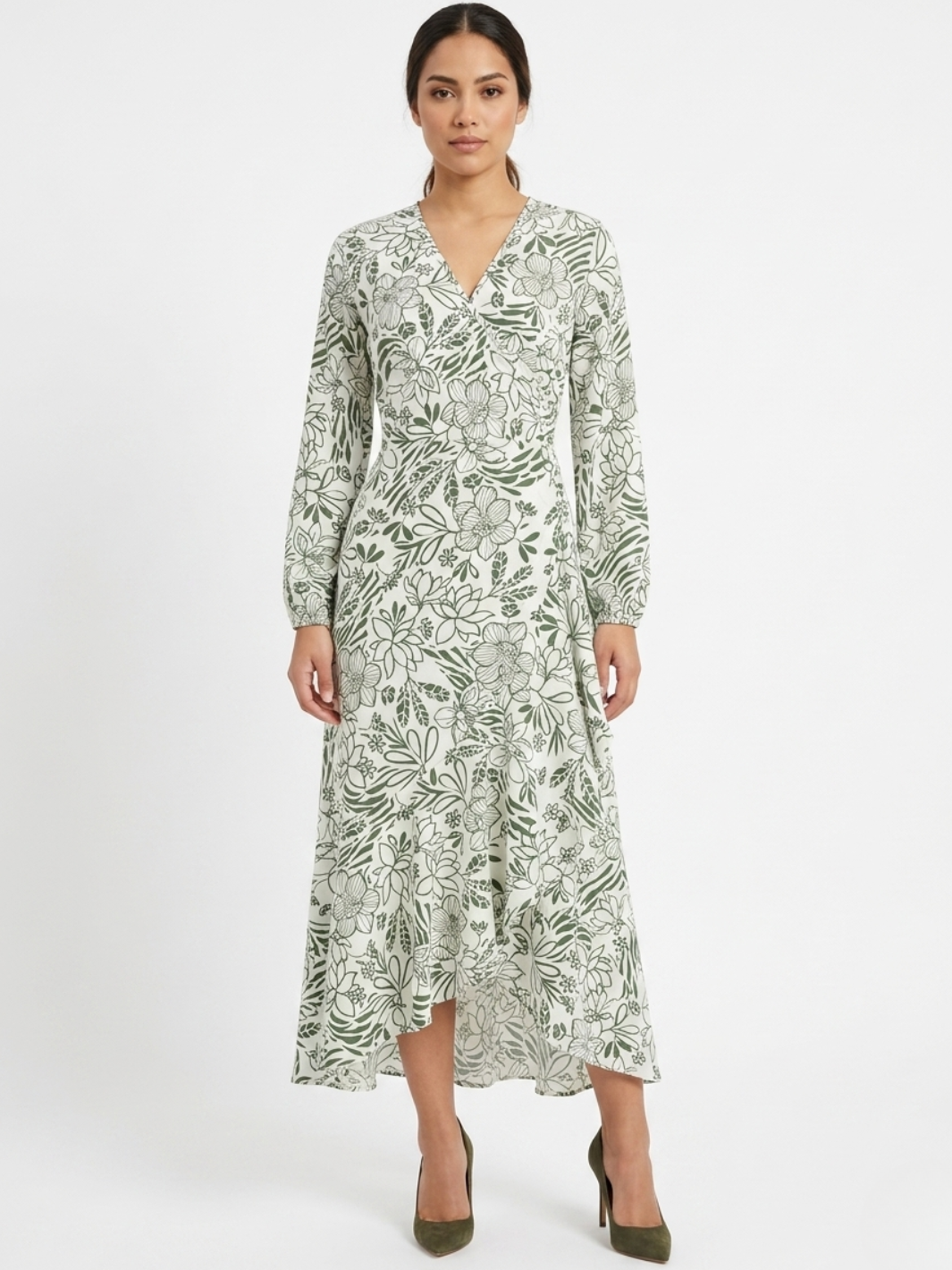 VESTIDO ENVOLVENTE ANNA PERLA / VERDE