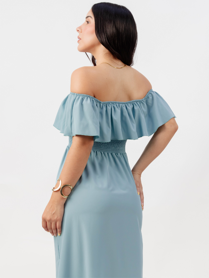 VESTIDO RUMBERO CASUAL LARGO MINERVA CEMENTO