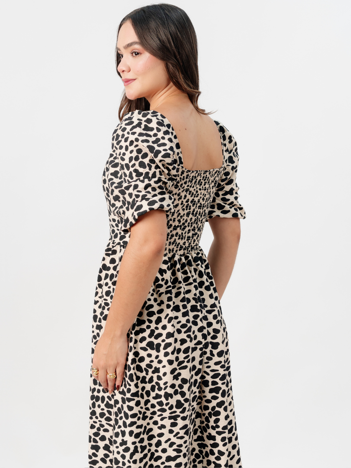 VESTIDO LARGO CON ESCOTE CORAZON FIORELLA BEIGE / NEGRO