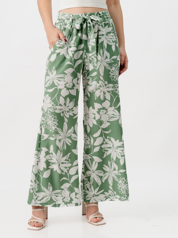 PANTALON CON CINTURON WENDY VERDE/PERLA