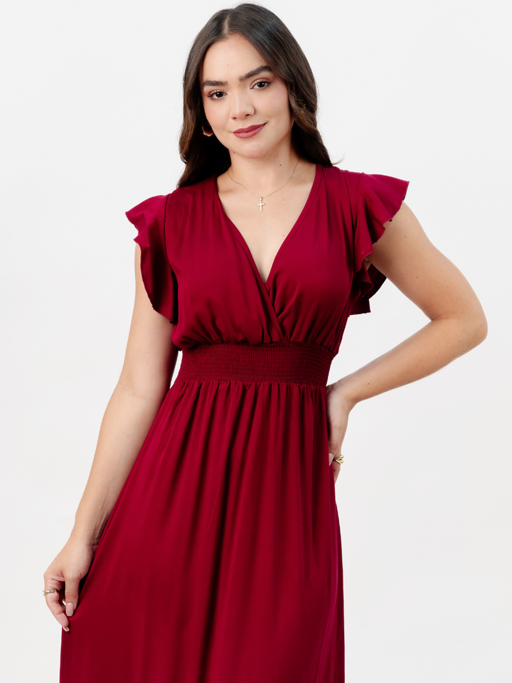 VESTIDO CASUAL LARGO SAYURI VINO