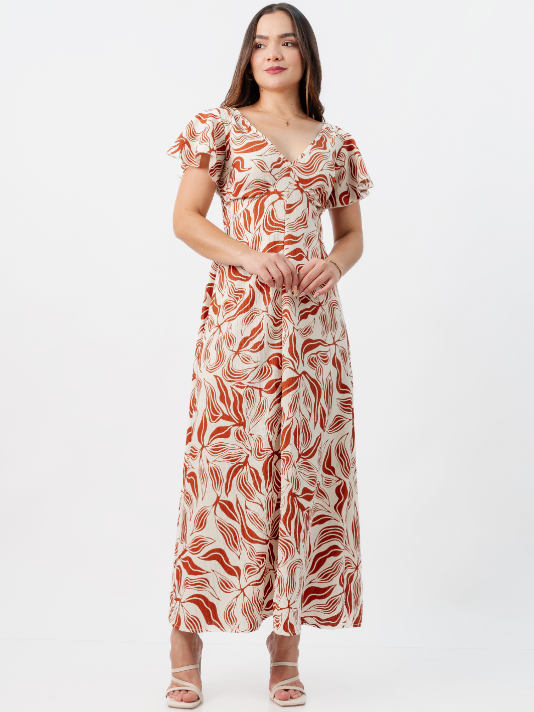 VESTIDO LARGO CORTE A BRENDA RUST FLOREADO
