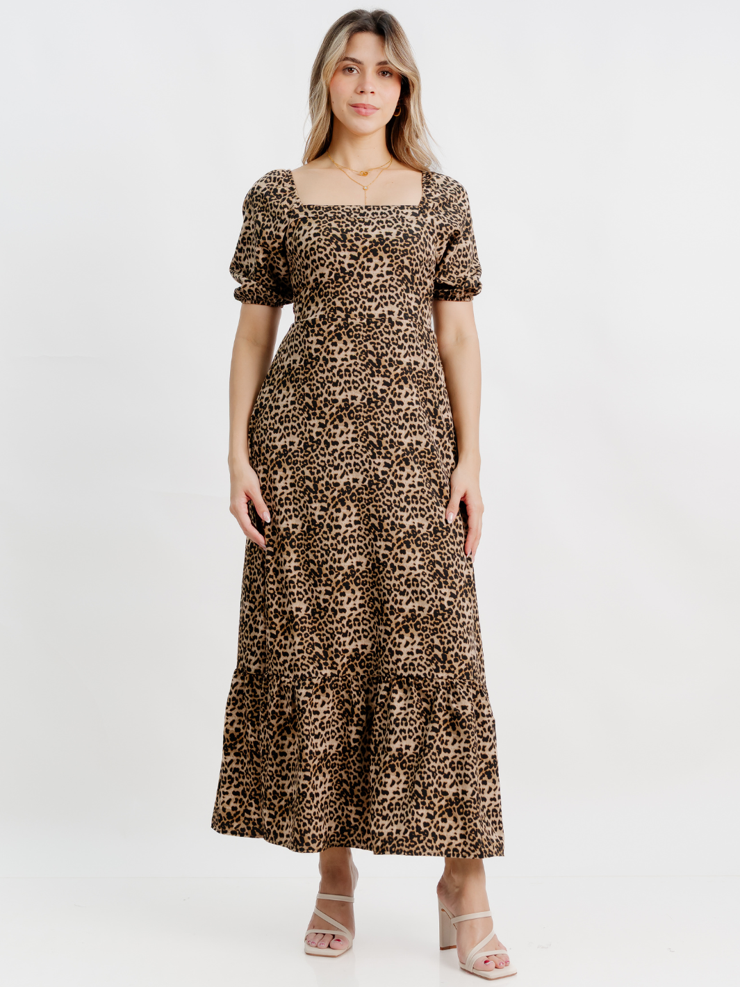 VESTIDO CASUAL LARGO FABIA ANIMAL PRINT
