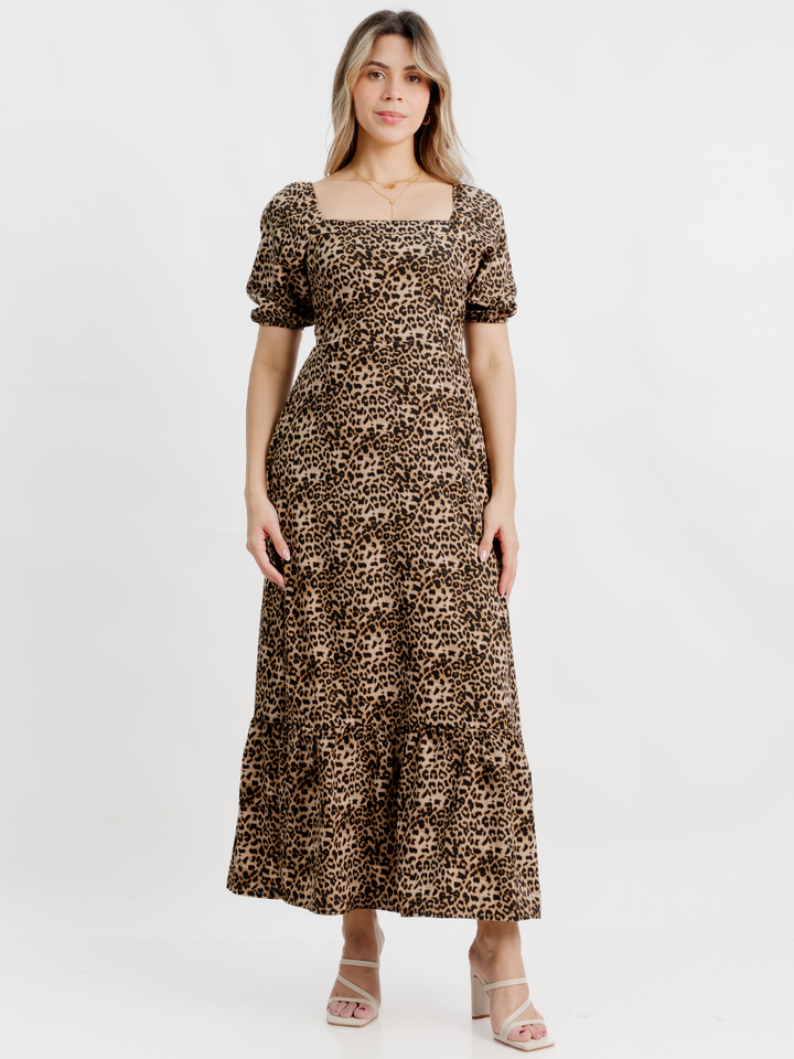 VESTIDO CASUAL LARGO FABIA ANIMAL PRINT