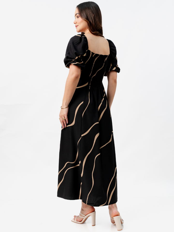 VESTIDO LARGO CON BOTONES MAGDALENA NEGRO