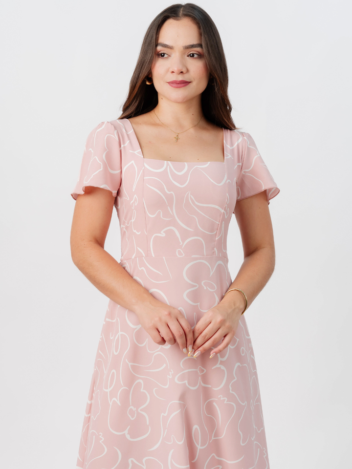 VESTIDO CASUAL LARGO AMELIA ROSA FLOREADO