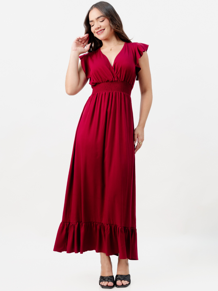 VESTIDO CASUAL LARGO SAYURI VINO