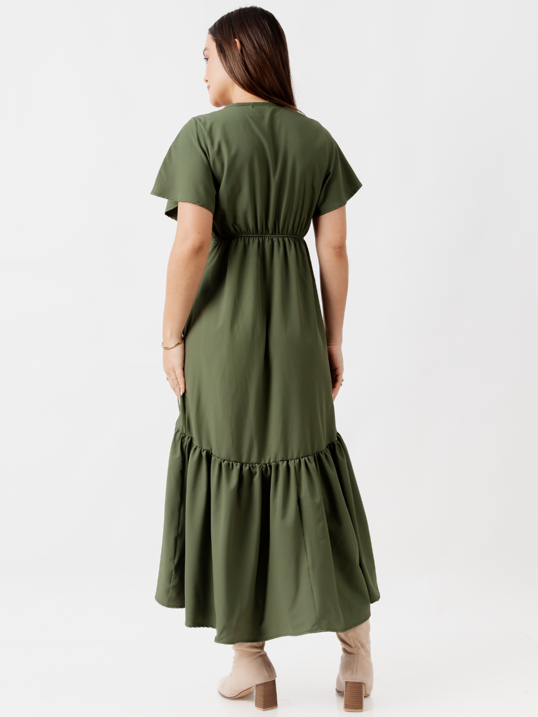 VESTIDO LARGO CON BOTONES MONSERRAT VERDE
