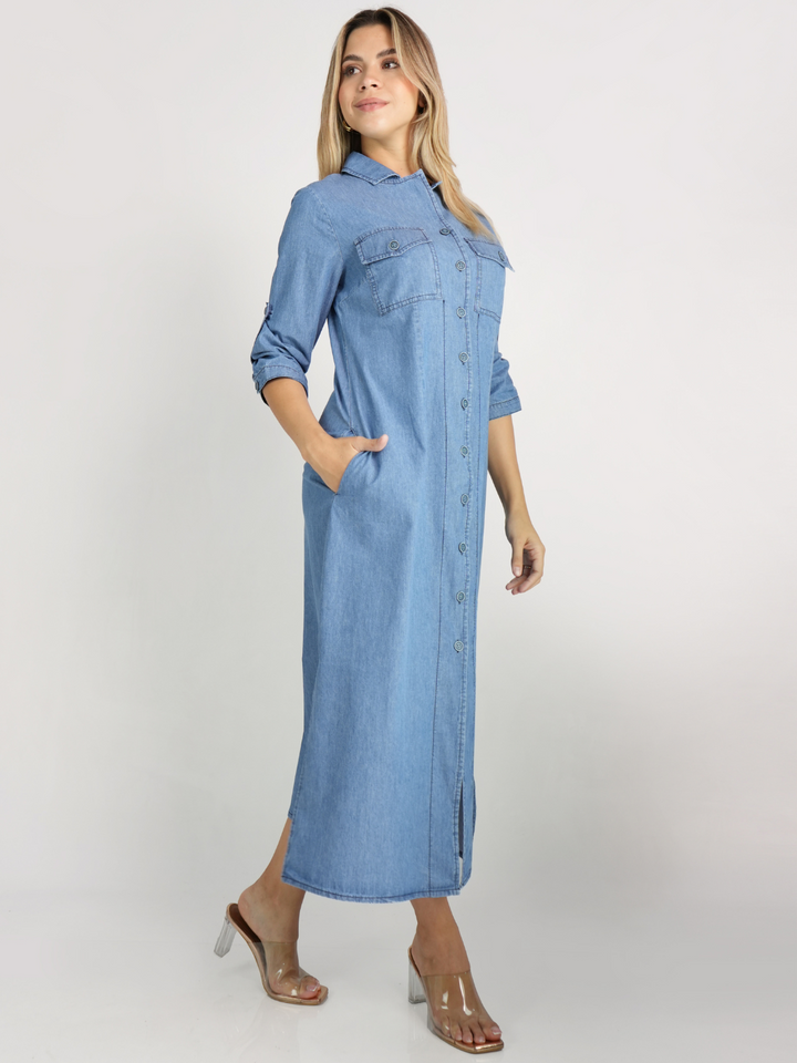 VESTIDO CAMISERO DENIM ZAIDA CELESTE