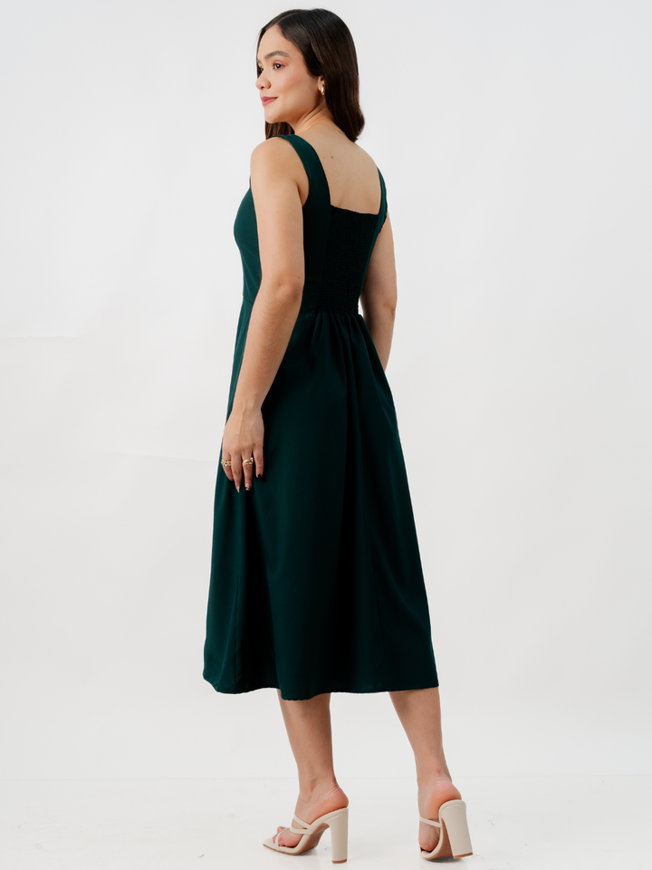 VESTIDO MIDI EN CORTE A SALLY VERDE