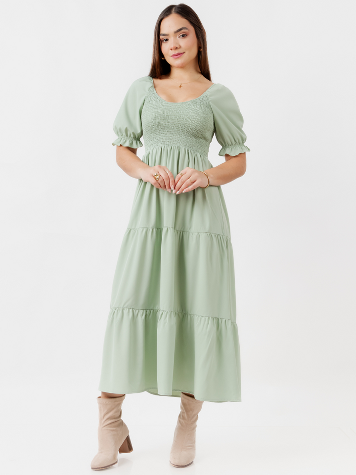 VESTIDO LARGO 3 TIEMPOS VERA VERDE