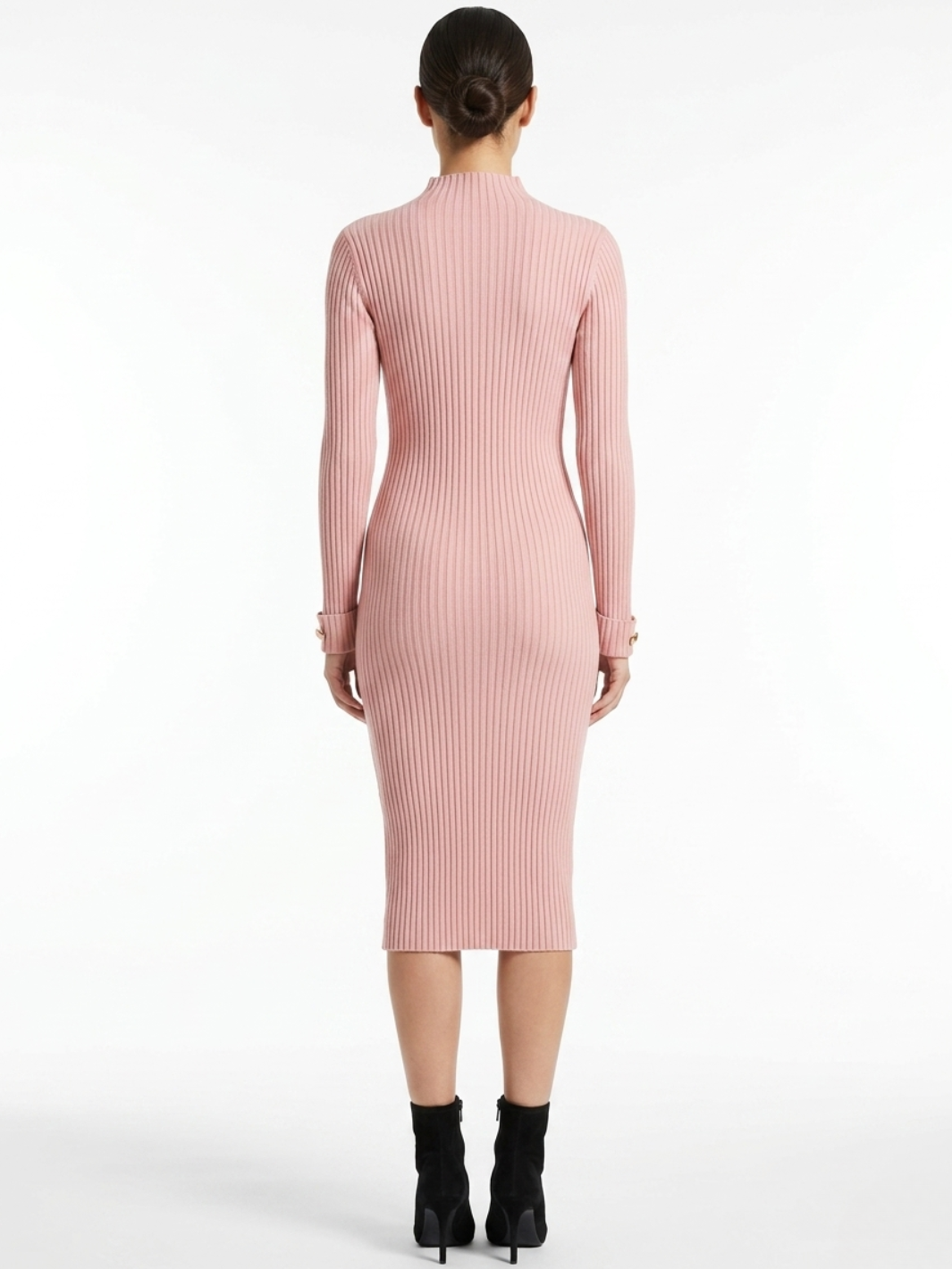 VESTIDO TEJIDO CON CUELLO ALTO MADDI ROSA