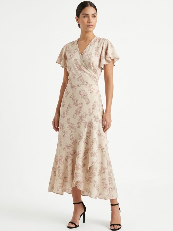 VESTIDO ENVOLVENTE JULIETA AZUL NUDE FLOREADO