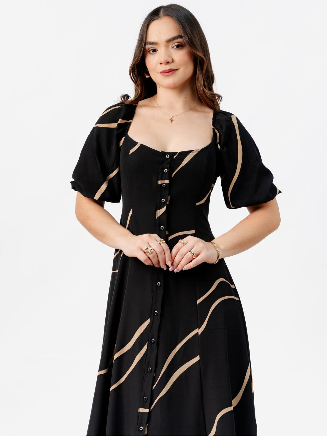 VESTIDO LARGO CON BOTONES MAGDALENA NEGRO