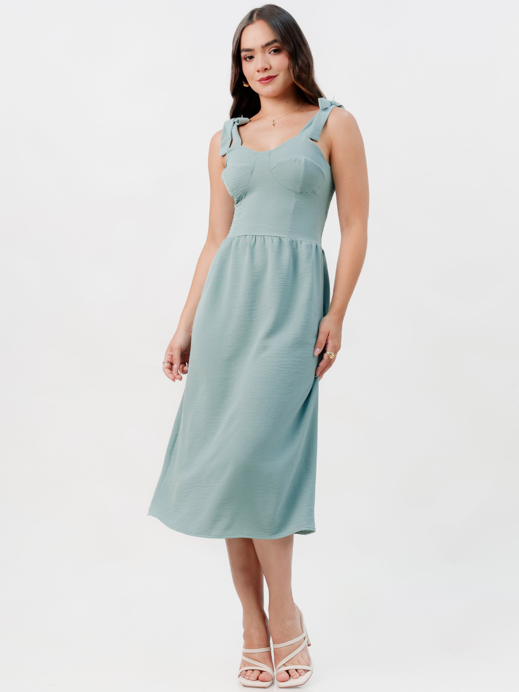 VESTIDO MIDI ESTILO CORSET LEYDI CEMENTO