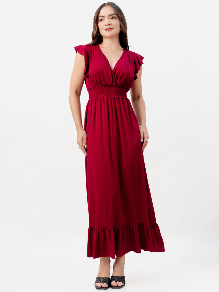 VESTIDO CASUAL LARGO SAYURI VINO
