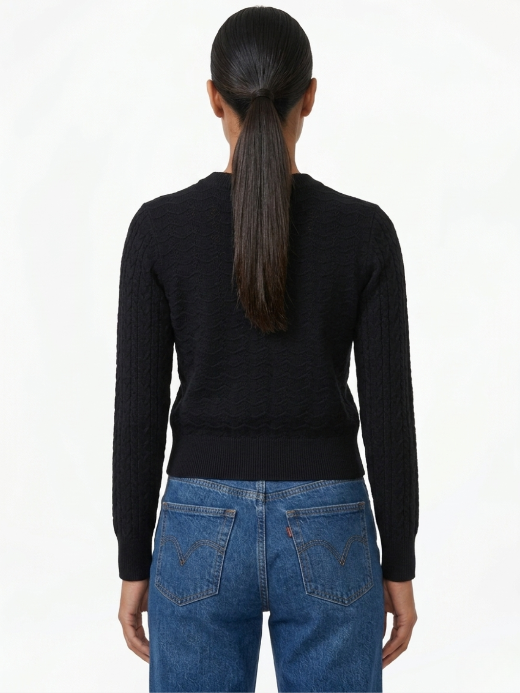 CHOMPA TEJIDA CON CUELLO REDONDO GLORIA NEGRO