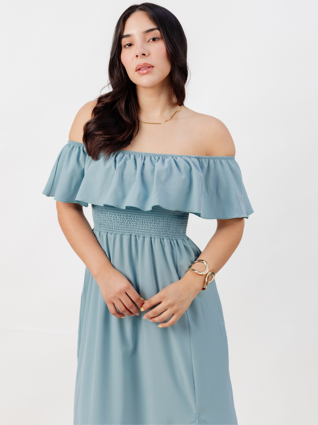 VESTIDO RUMBERO CASUAL LARGO MINERVA CEMENTO